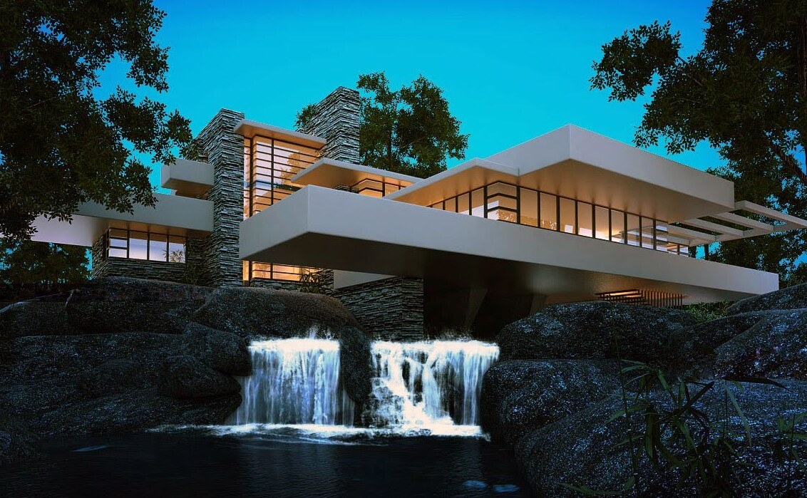 Fallingwater or Kaufmann Residence by Frank Lloyd — Mill Run